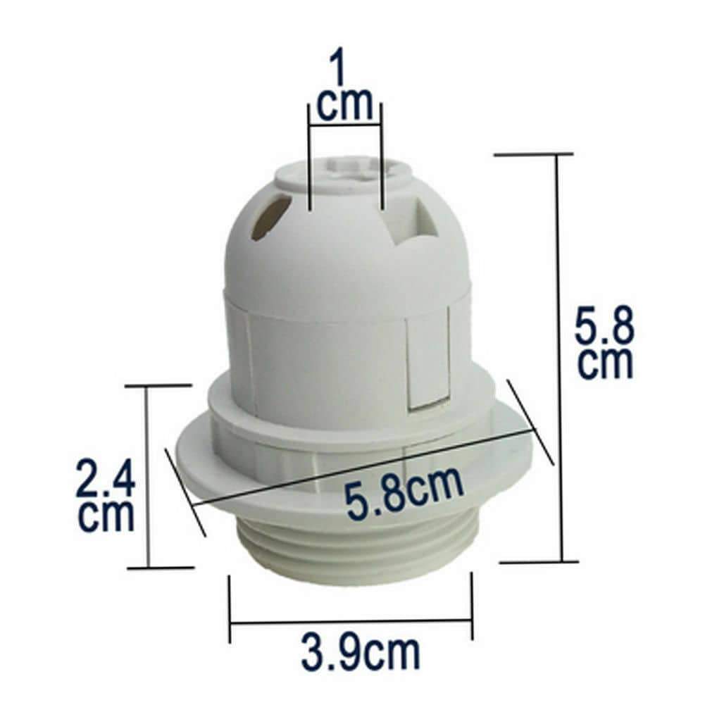 5 pack Edison E27 White Lamp Pendant Bulb Holder Shade Ring Cord Grip