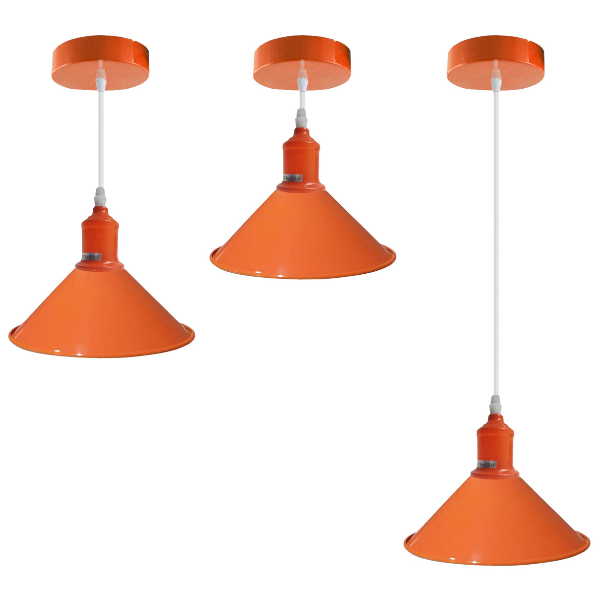 Orange Painted Metal Shade Lighting Vintage Pendant Light~1507 - LEDSone UK Ltd
