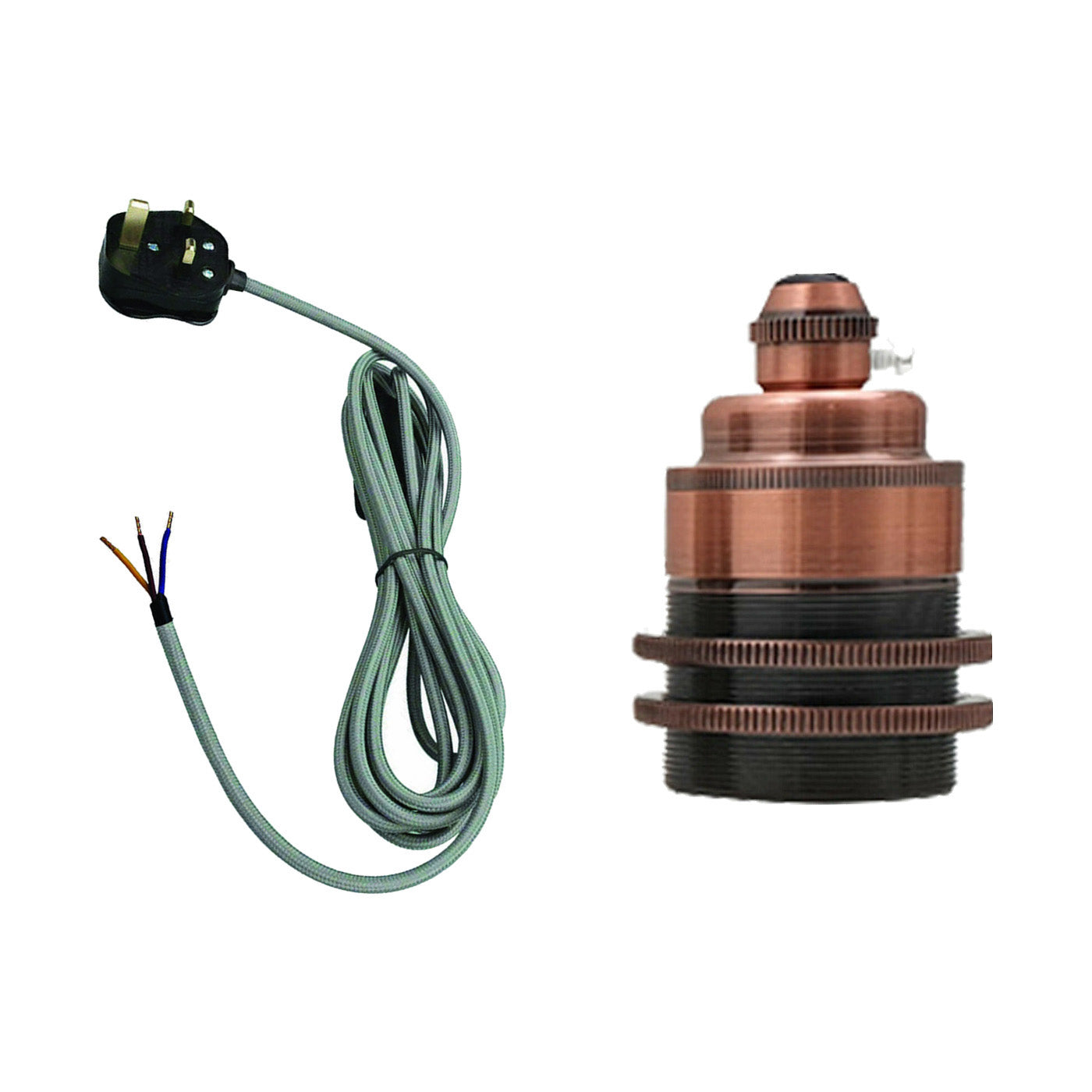 2m/4m/4.5m Fabric Flex Cable Plug In Pendant Lamp Light Set with dimmer / E27 Holder