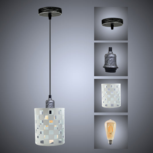 Vintage Industrial White Metal Ceiling Pendant Pattern Shade Hanging Modern Retro Lighting Shade~3439 - LEDSone UK Ltd