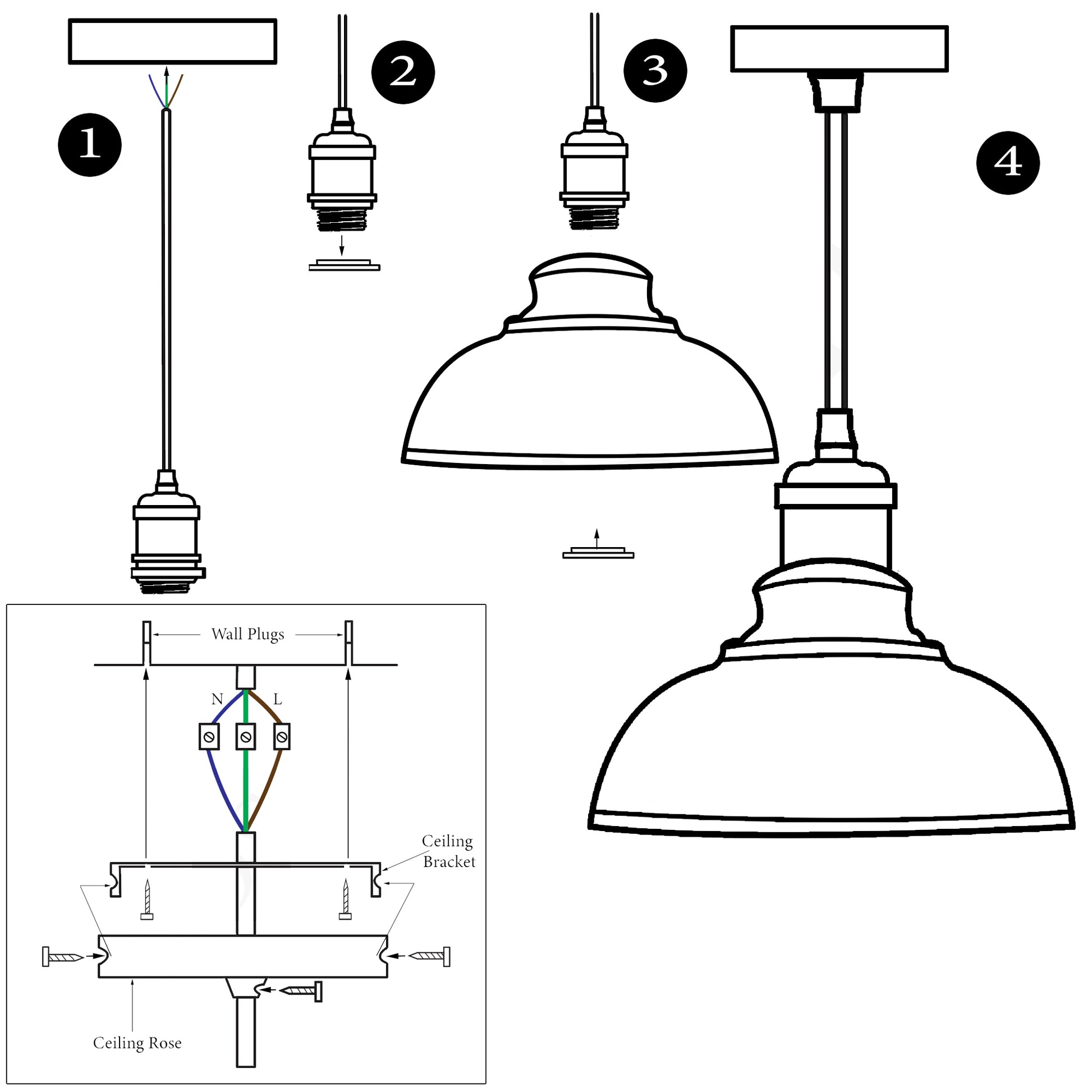 Colours Industrial Retro Loft Metal Ceiling Lamp Shade Pendant Light~1642 - LEDSone UK Ltd
