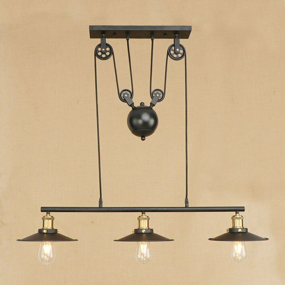 black pulley pendant light fixture