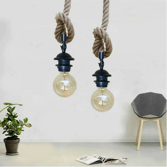 Retro Hemp Rope Iron Pendant Hanging set~2456 - LEDSone UK Ltd