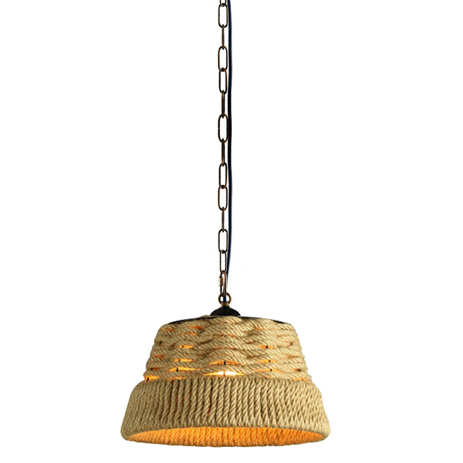 Basket Shape Ceiling Pendant Light Hemp Rope Hanging Light E27 Lamp Shade~1532 - LEDSone UK Ltd