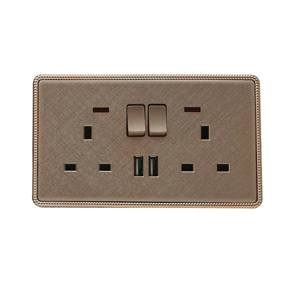 Screwless Textured Gold Light Switches & Socket~2455 - LEDSone UK Ltd