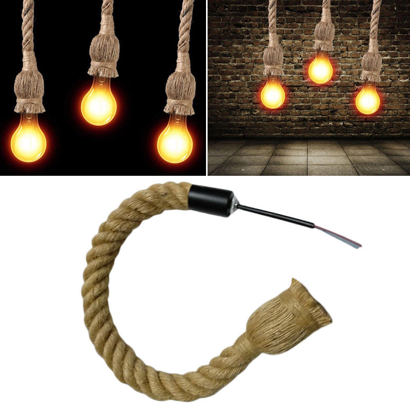 Vintage Industrial Loft Style Hemp Rope 3head cluster Ceiling Pendant Light Lamp~2711 - LEDSone UK Ltd