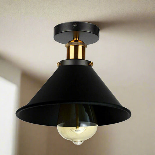 Black Semi Flush Mount Ceiling Light Black & Gold