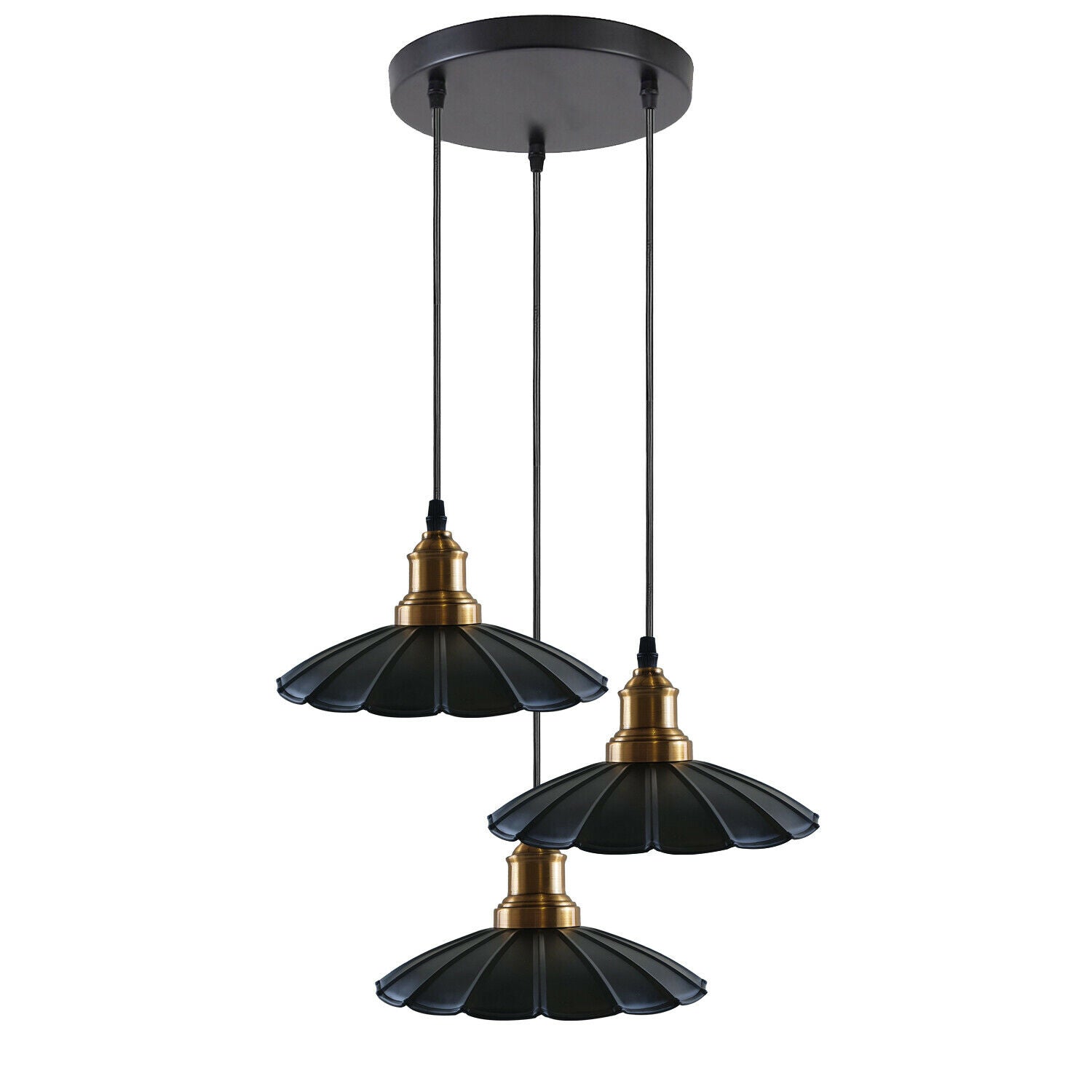 3 Outlet Black Wavy Metal Ceiling Pendant Light~1488 - LEDSone UK Ltd
