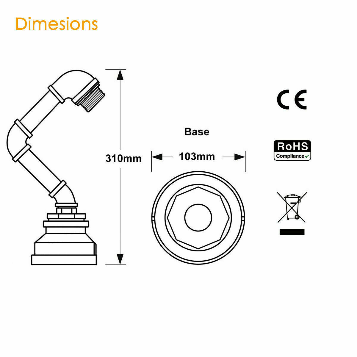 Iron Steampunk table lamp light