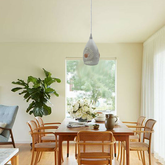 White Pattern Modern Ceiling Pendant Light With Bulb~2547 - LEDSone UK Ltd