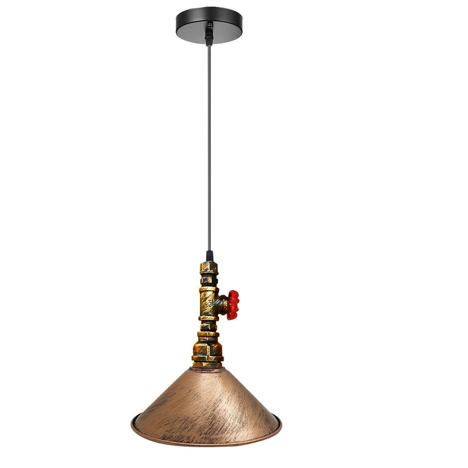 Industrial Vintage Ceiling Pendant Lights Metal Pipe Brushed Colour Lampshades~1310 - LEDSone UK Ltd