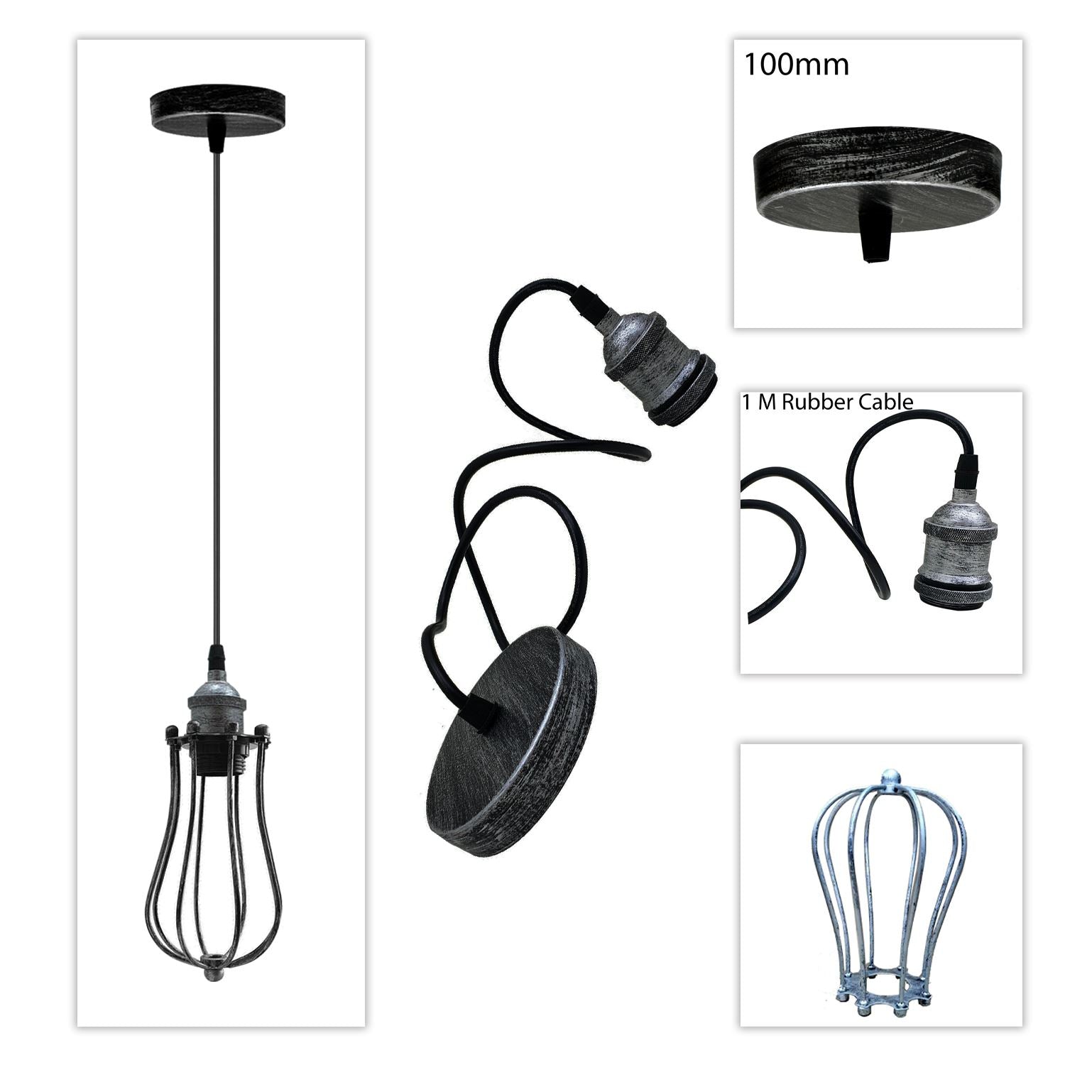 Ceiling Rose Balloon Cage Hanging Pendant Lamp Holder Light Fitting Lighting Kit UK~1193 - LEDSone UK Ltd