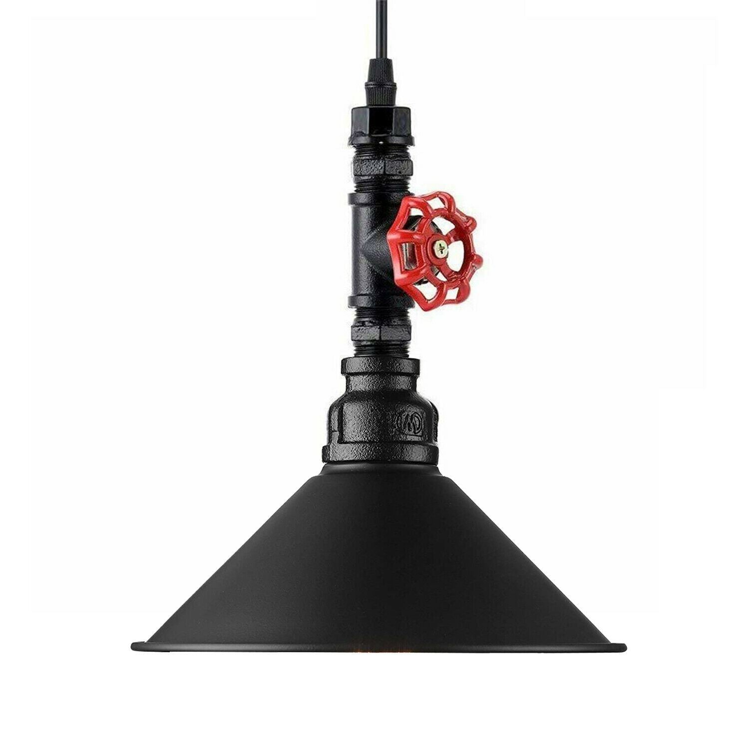 Industrial Vintage Ceiling Pendant Lights Metal Pipe Brushed Colour Lampshades~1310 - LEDSone UK Ltd