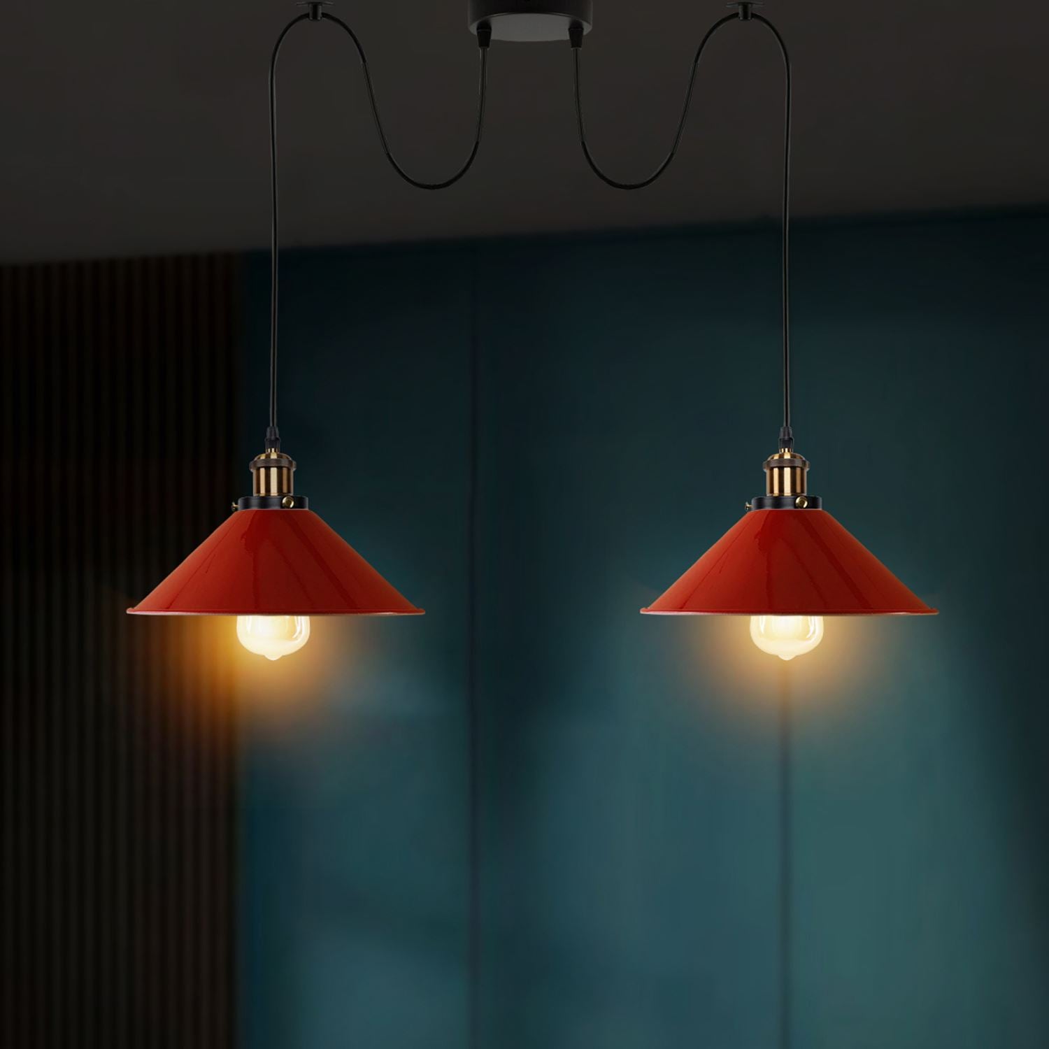 2-way Retro Industrial ceiling cable E27 Hanging lamp pendant light~3403 - LEDSone UK Ltd