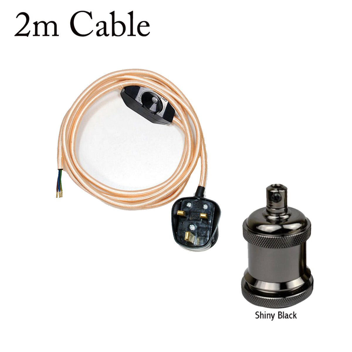 Dimmer Switch 2m Fabric Flex Cable Plug In Pendant With Short Holder~1611 - LEDSone UK Ltd
