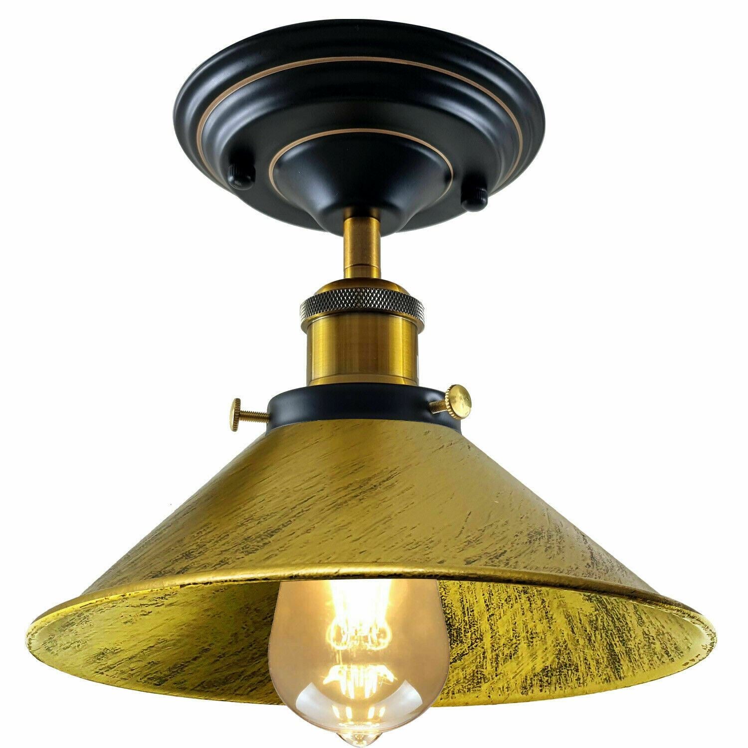 Vintage Industrial Retro Metal Indoor Ceiling Light Flush Mount Retro Cone Shade Lamp UK~1229 - LEDSone UK Ltd