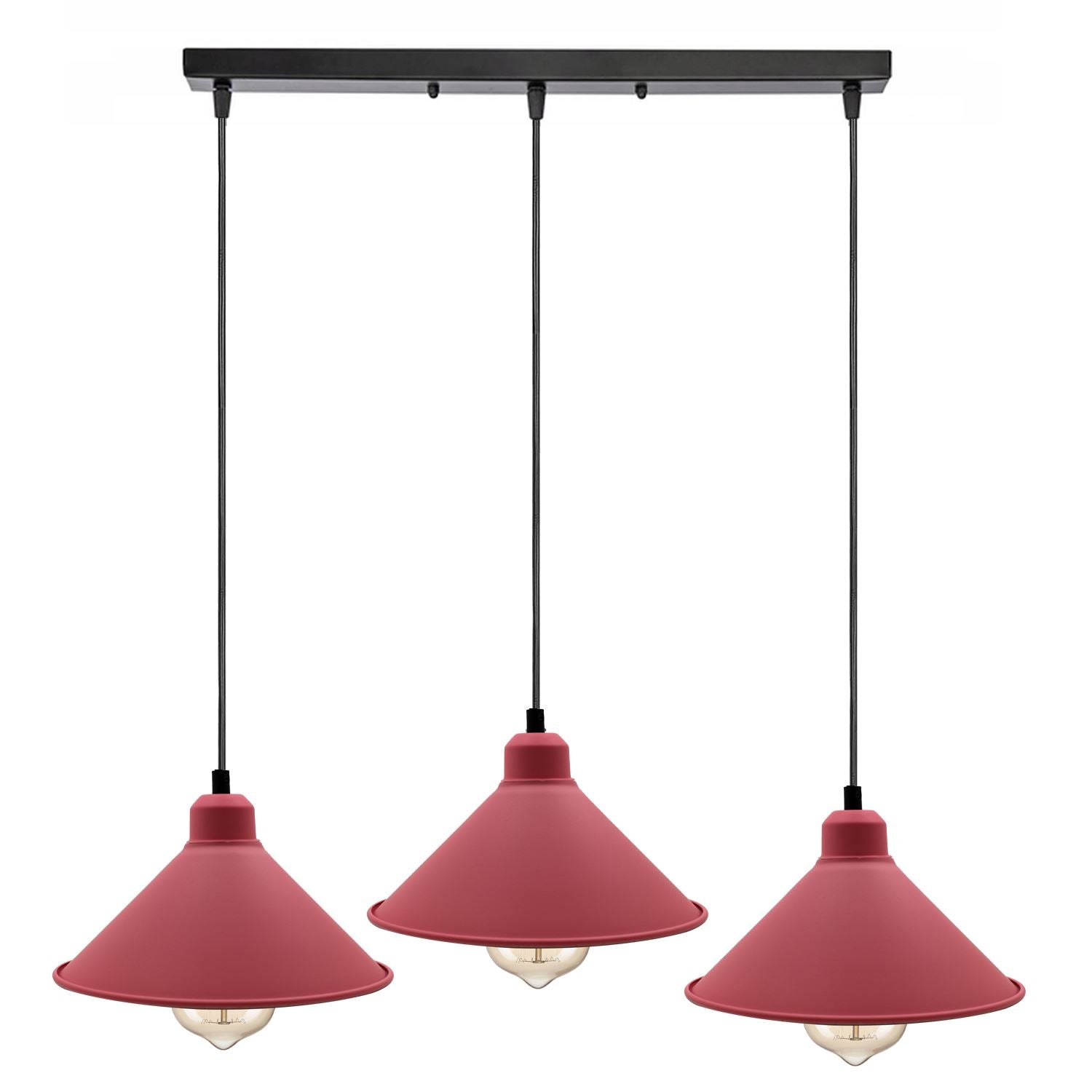 Retro Industrial Hanging Chandelier Ceiling Cone Shade pink colour  Vintage Metal Pendant light~1001 - LEDSone UK Ltd