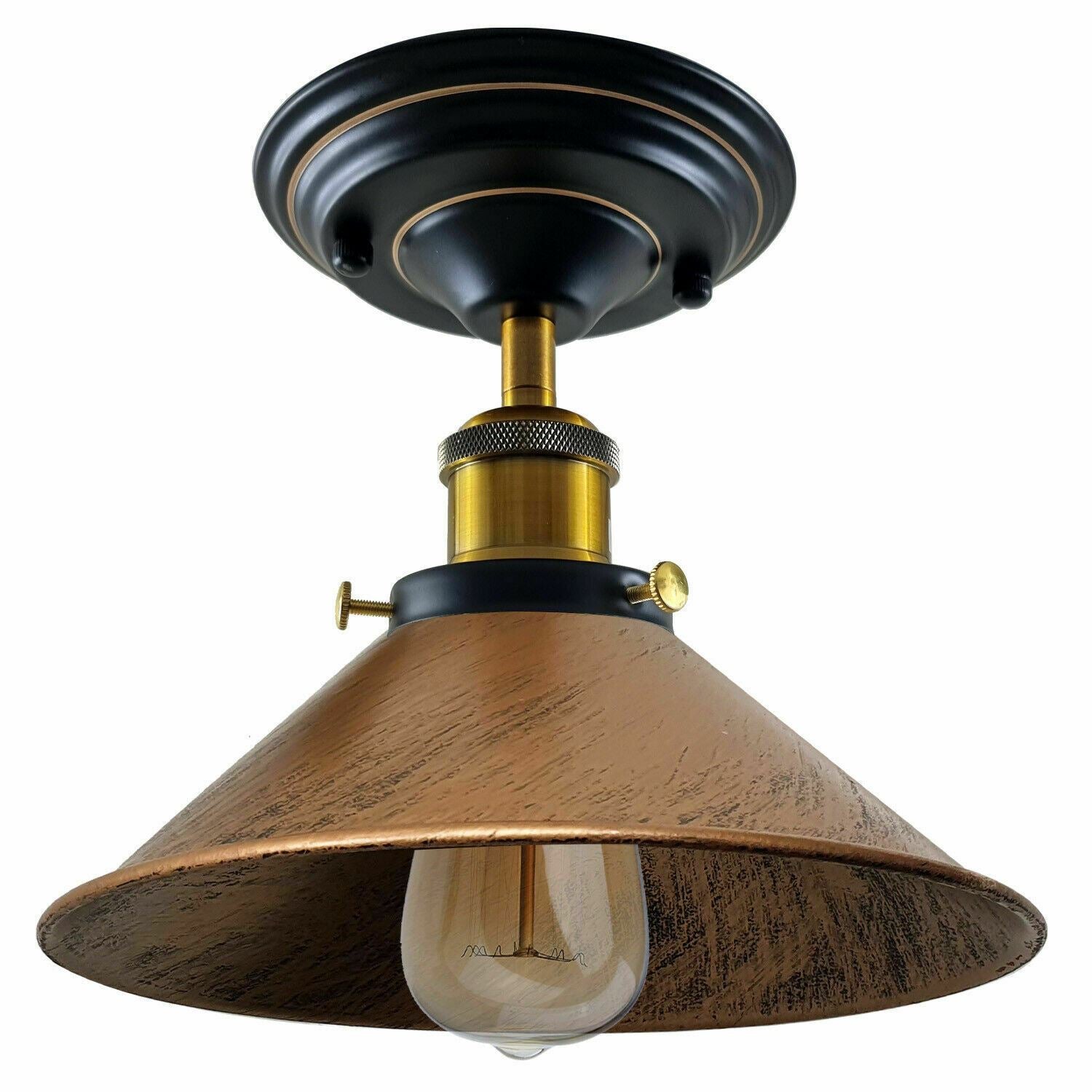 Vintage Industrial Retro Metal Indoor Ceiling Light Flush Mount Retro Cone Shade Lamp UK~1229 - LEDSone UK Ltd