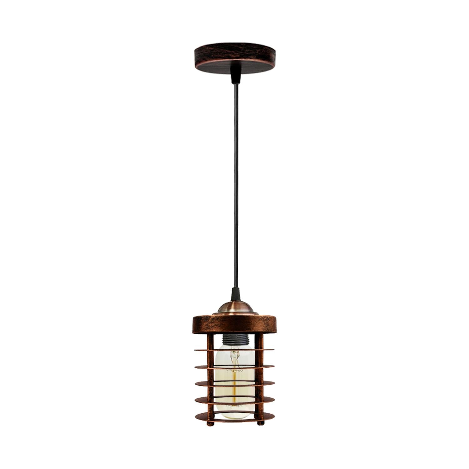 Industrial Vintage Pendant Light Retro Hanging Spiral Cage Mini~1442 - LEDSone UK Ltd