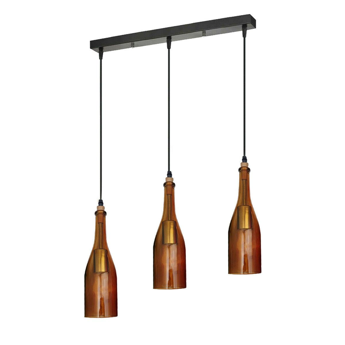 Industrial Ceiling Pendant Light 3Wine Bottle Cluster Glass Lampshade~1345 - LEDSone UK Ltd