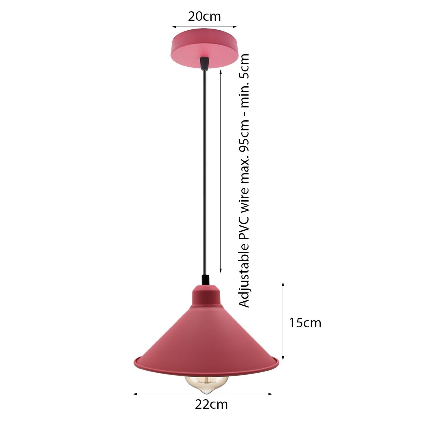 Retro Industrial Hanging Chandelier Ceiling Cone Shade pink colour  Vintage Metal Pendant light~1001 - LEDSone UK Ltd