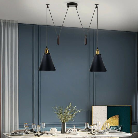 Adjustable Height Pendant Lamp Metal Cone