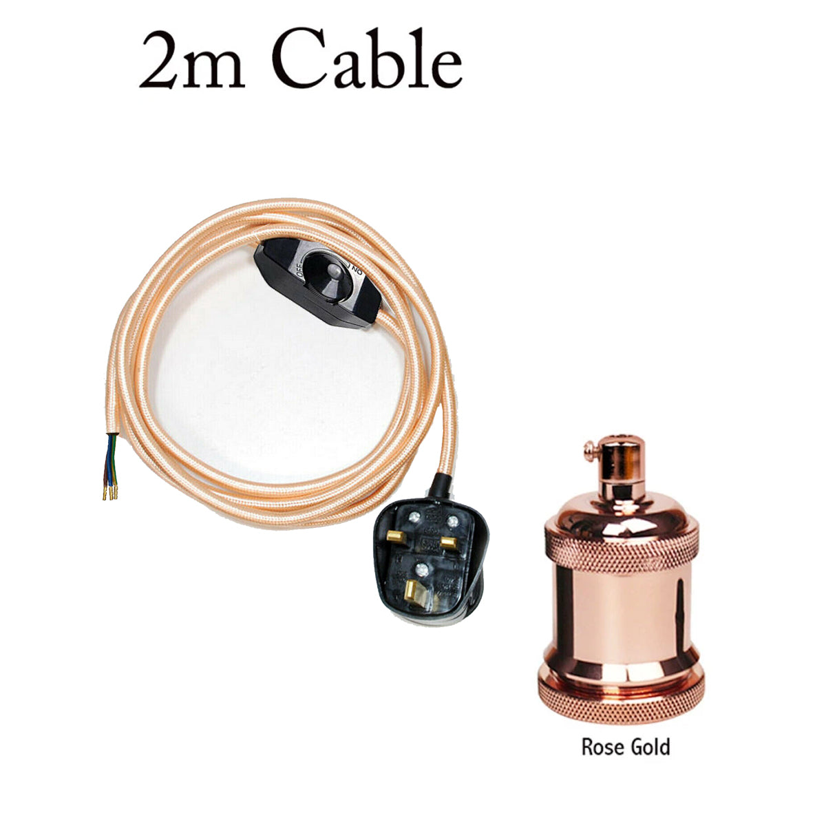 Dimmer Switch 2m Fabric Flex Cable Plug In Pendant With Short Holder~1611 - LEDSone UK Ltd