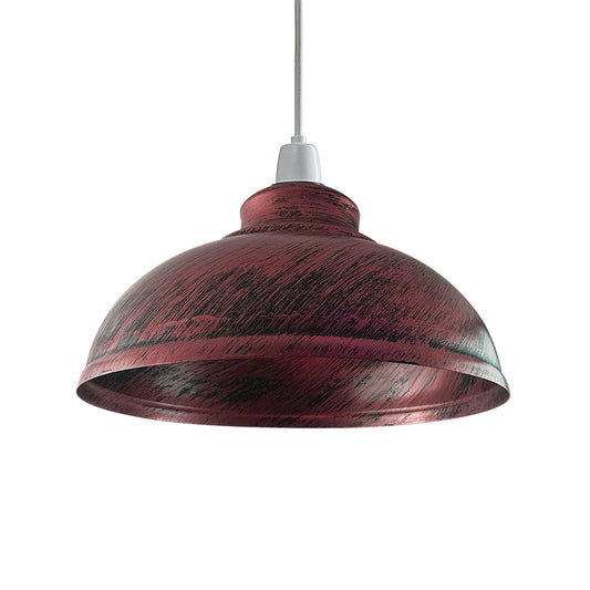 Rustieke rode retro hanglamp, vintage industriële plafondlamp, metalen kooilampenkap ~2086