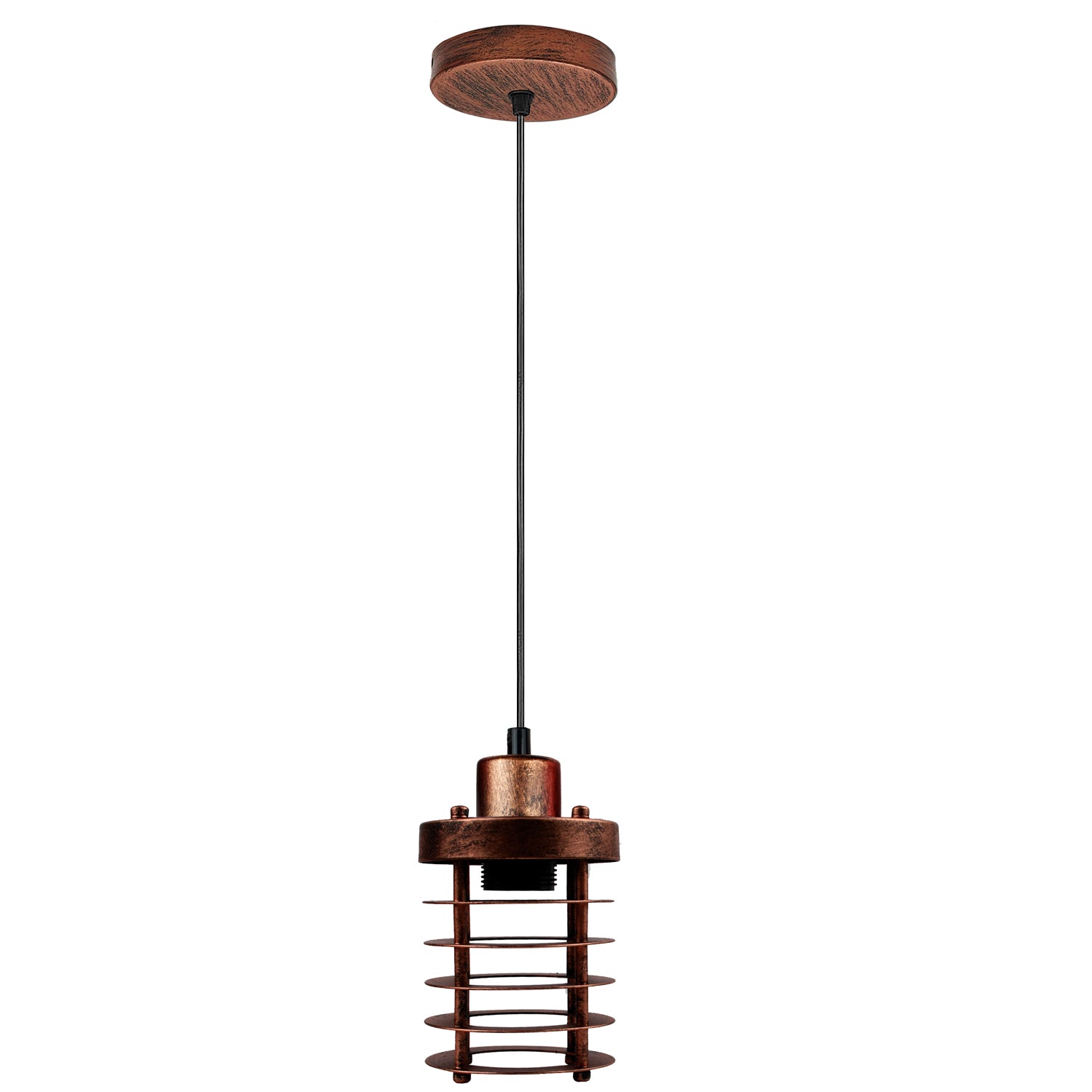 Modern Retro Step round Rustic Red cage pendant light round ceiling base ~4036 - LEDSone UK Ltd