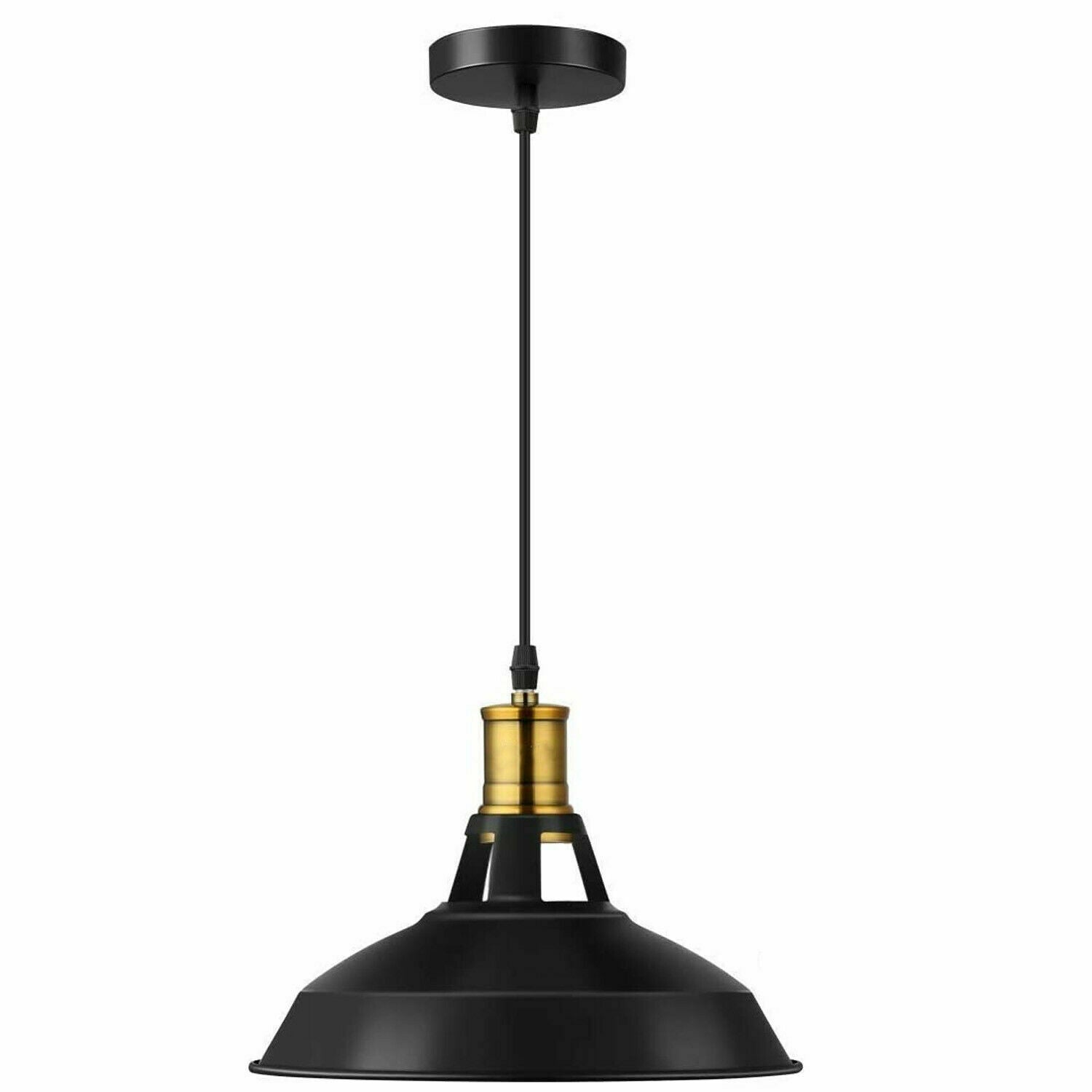 Industrial-style Matte Black Metal Shade Hanging Pendant Light