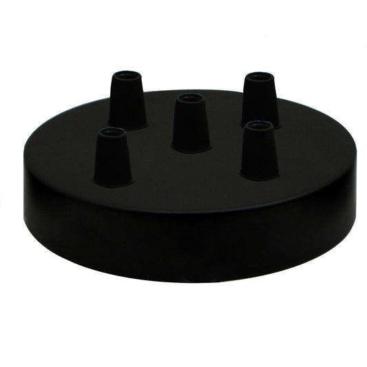 5 Outlet Black Metal Ceiling Rose 120x25mm - Shop for LED lights - Transformers - Lampshades - Holders | LEDSone UK