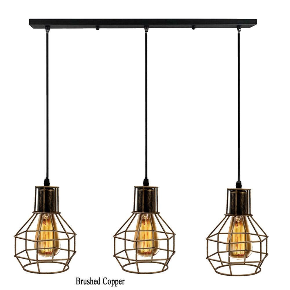 Retro Loft 3 Head Ceiling Light Shade Pendant Lamp With Bulbs~2563 - LEDSone UK Ltd