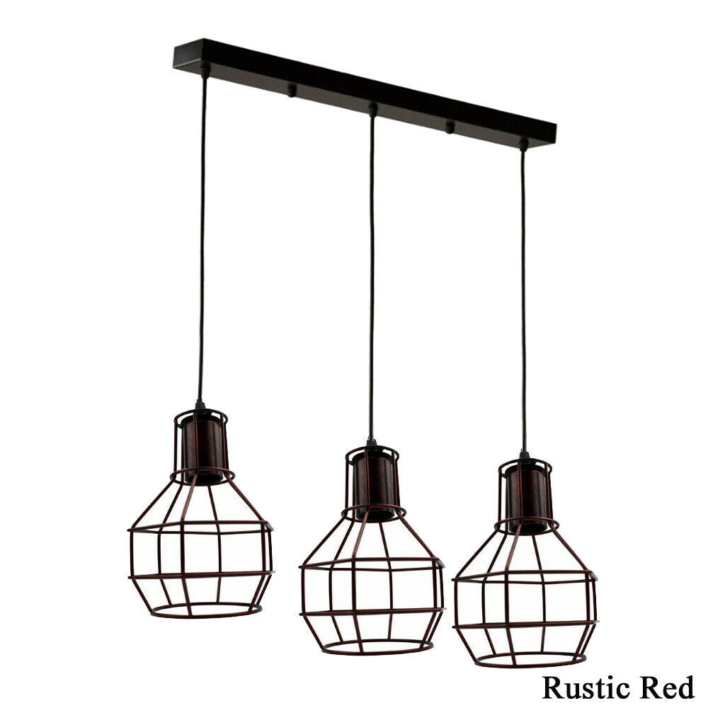 Retro Loft 3 Head Ceiling Light Shade Pendant Lamp With Bulbs~2563 - LEDSone UK Ltd