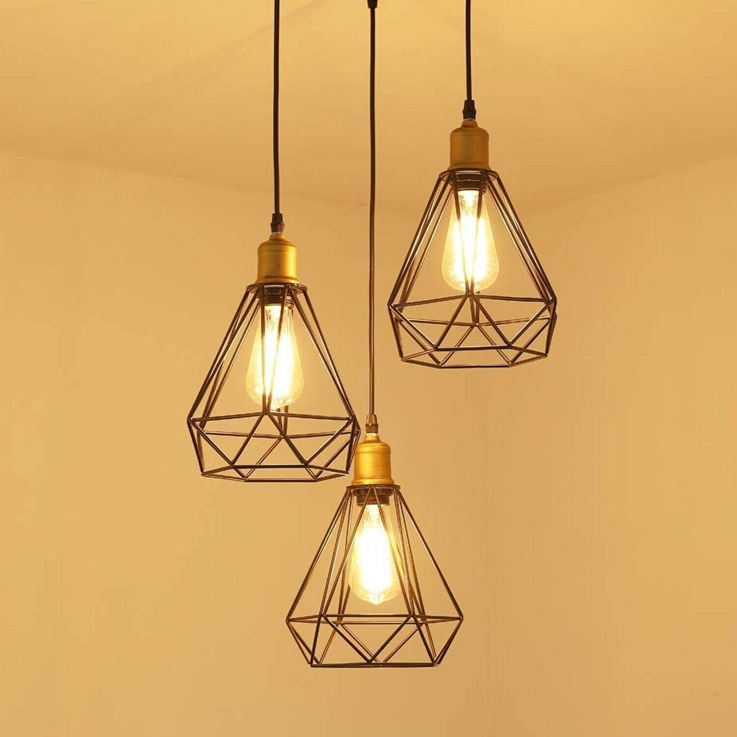 Vintage Industrial Retro Suspended 3 Head Ceiling Pendant Light