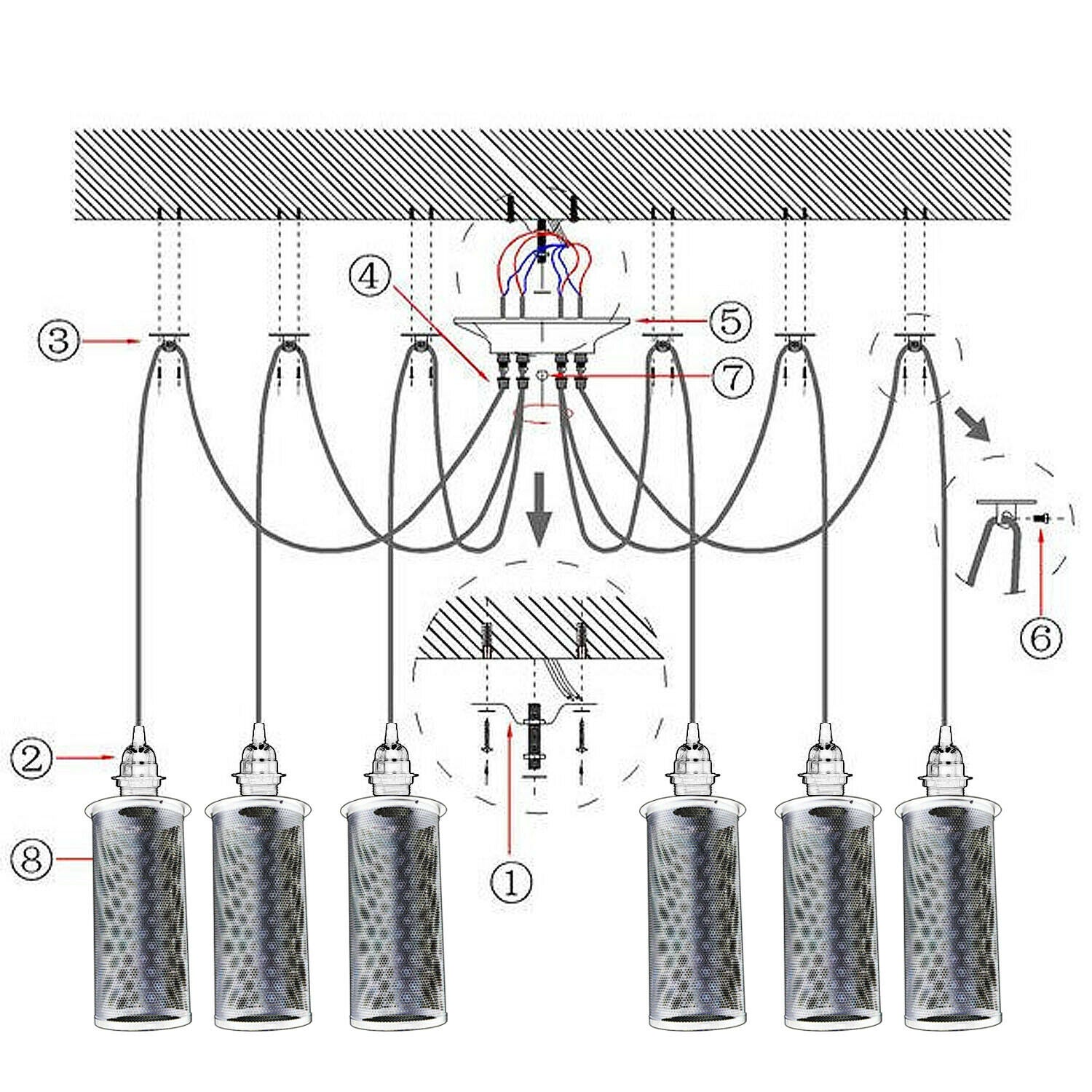Retro Vintage Chandelier Ceiling Spider Light Industrial Pendant DIY Lamp E27~2165 - LEDSone UK Ltd