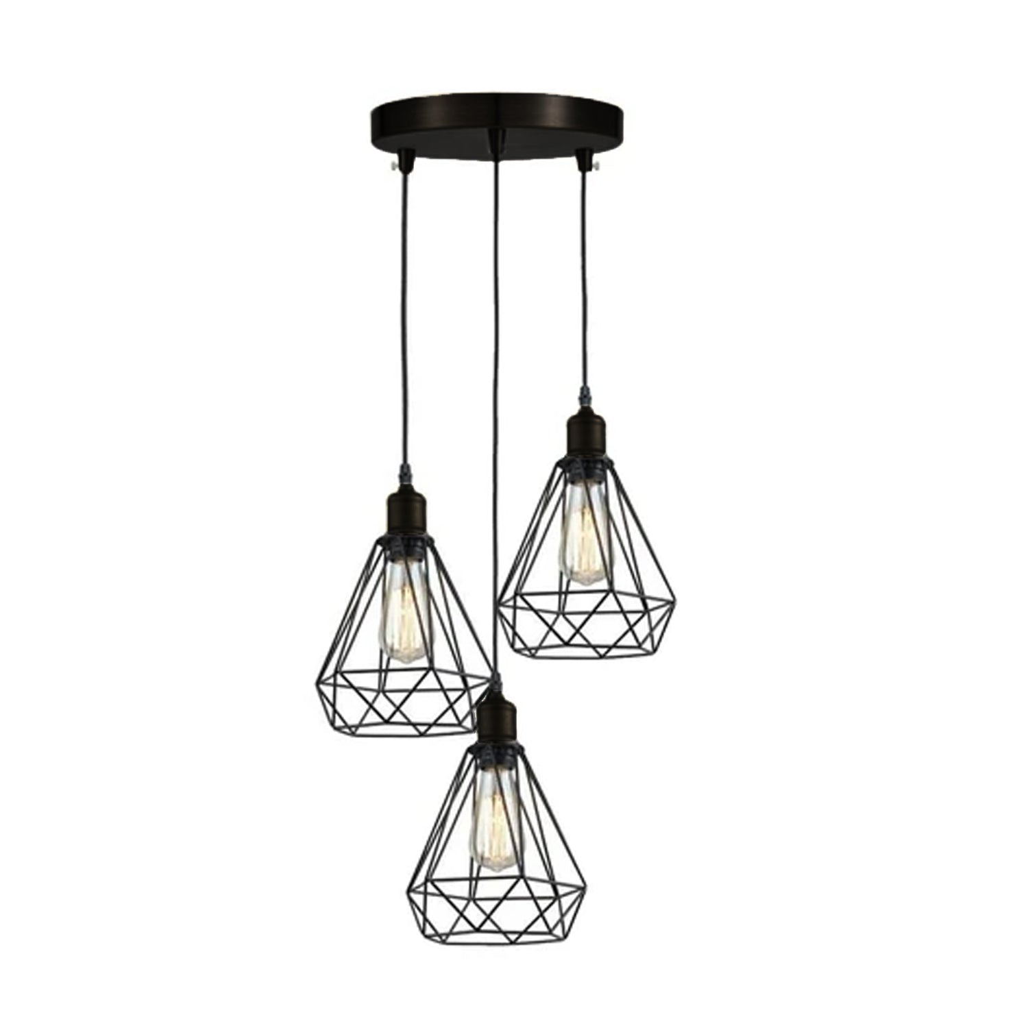 Vintage Industrial Retro Suspended 3 Head Ceiling Pendant Light