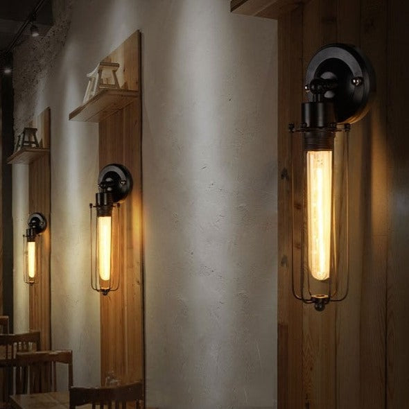 wire cage wall light