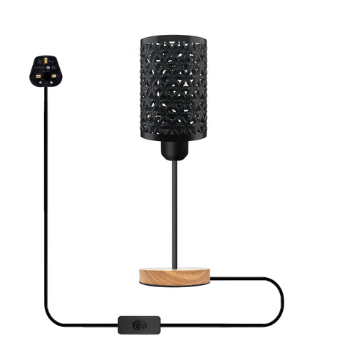 Bedlamp Plug in Zwarte Kooi Tafellamp ~5349