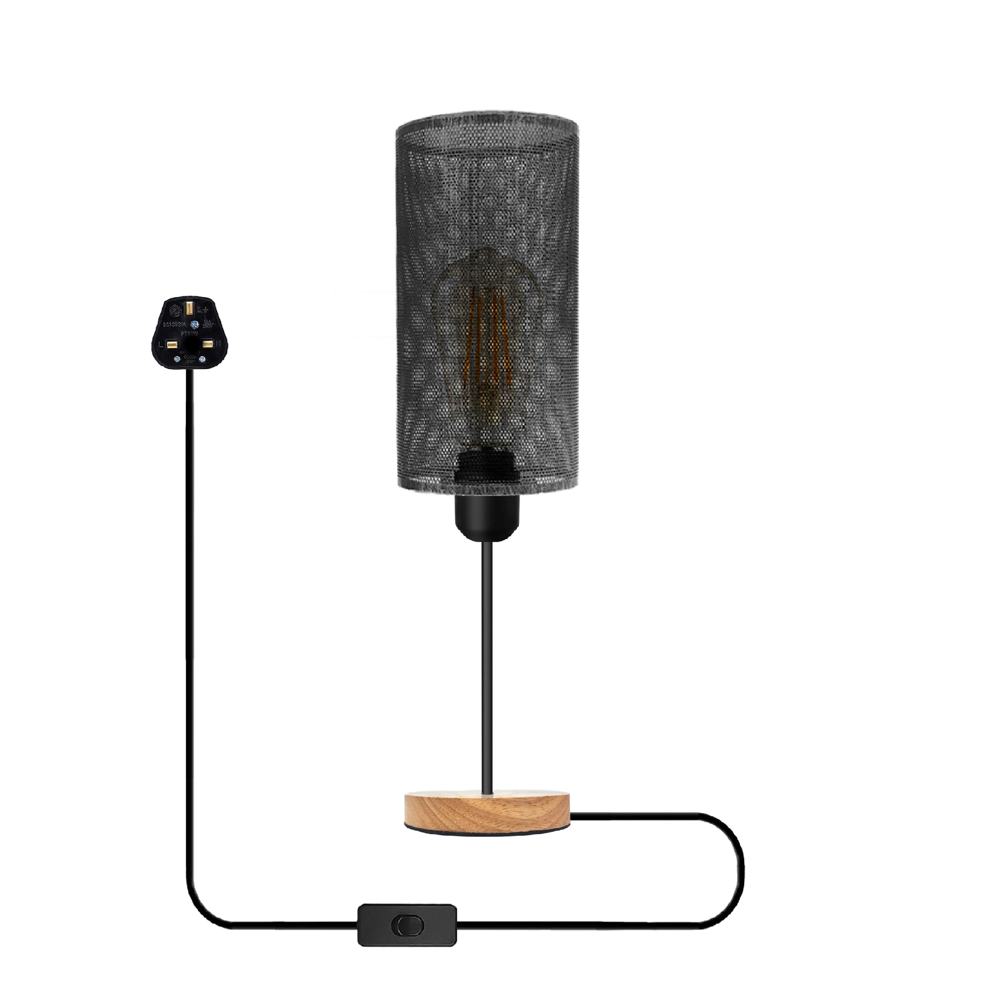 Blacl 3 pin on/off switch table lamp light