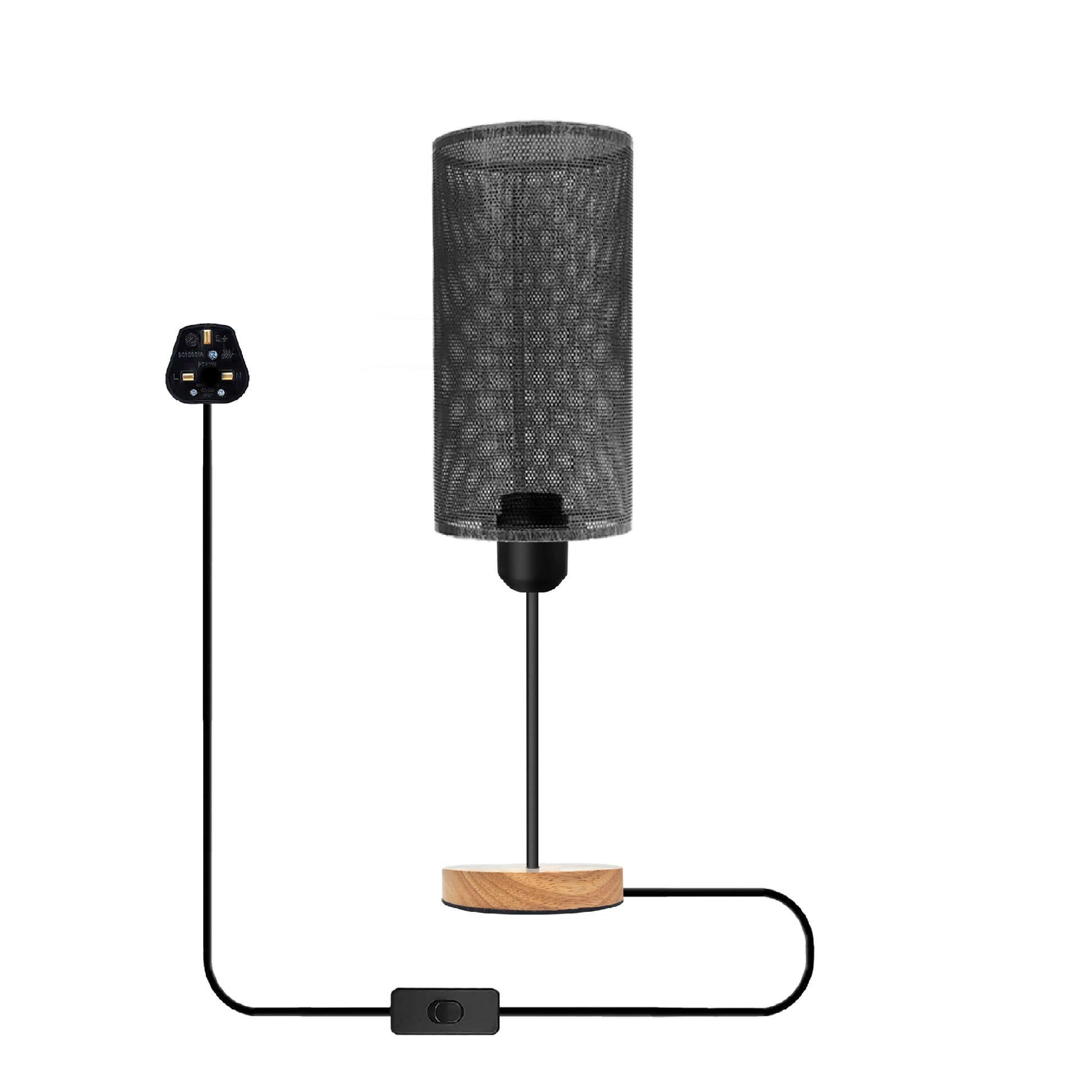 black mesh wire cage table lamp light