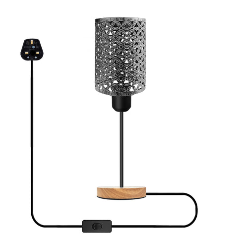 Bedlamp Plug in Zwarte Kooi Tafellamp ~5349