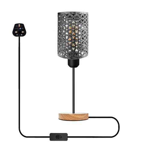 Bedlamp Plug in Zwarte Kooi Tafellamp ~5349