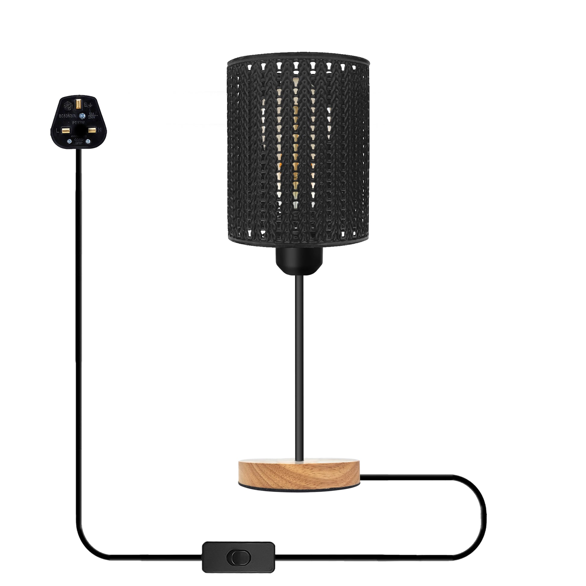 Wood Stand On/Off Switch Metal Cage Table lamp