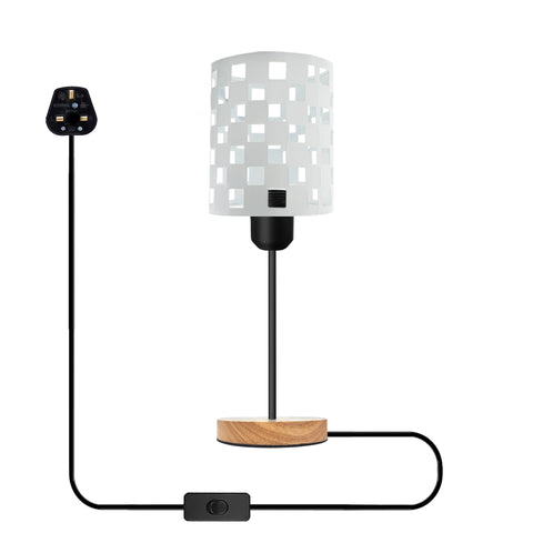 Kleine lamp voor nachtkastje | Houten standaard met aan/uit-schakelaar ~5348