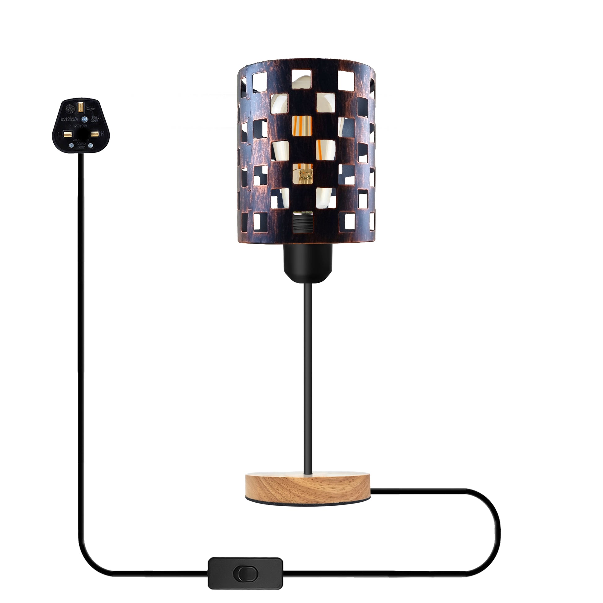 Rustric Red Metal cage plug in table light