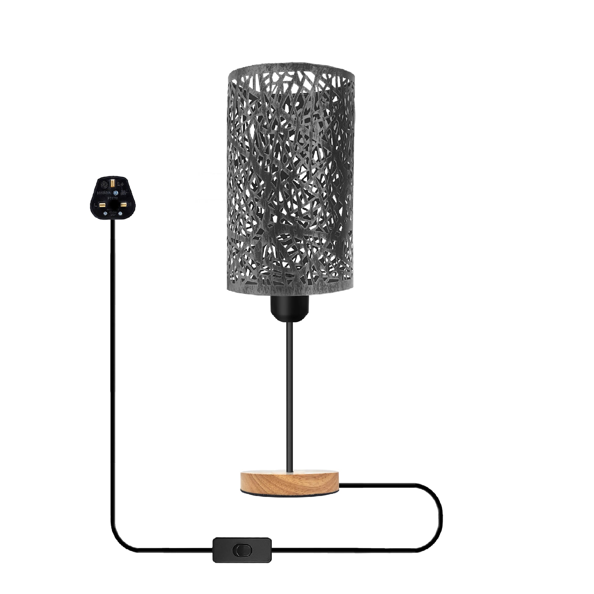 Wood Base table lamp Light 3 pin On/off switch light