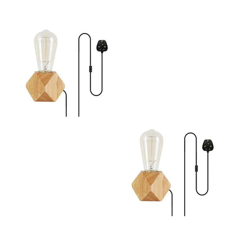 Houten voetlamp Plug-in tafellamp ~4557