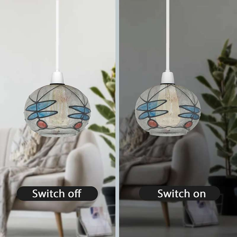 Tiffany style Ceiling Pendant Hanging Mediterranean Style lamp Light Decorative Home-switch on/off 