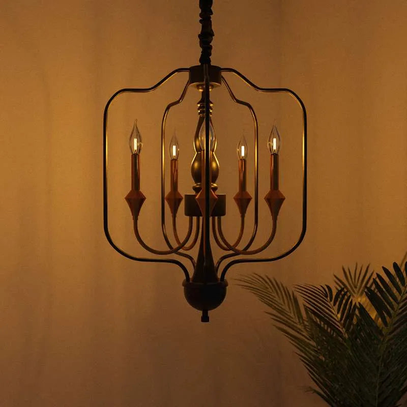 Gold 5 Light Candle Chandelier Ceiling Lamp