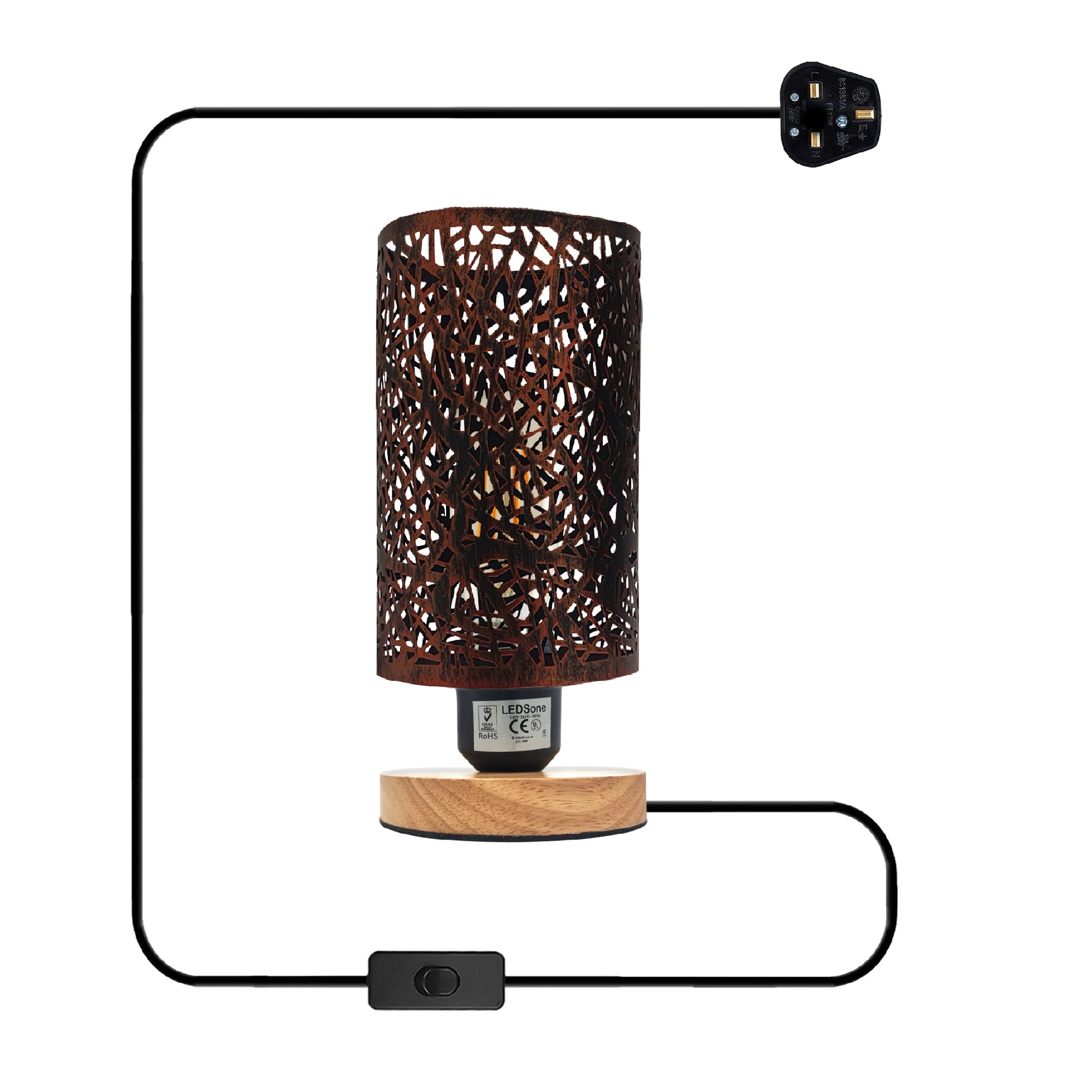 rustric red wooden base Table Lamp Light